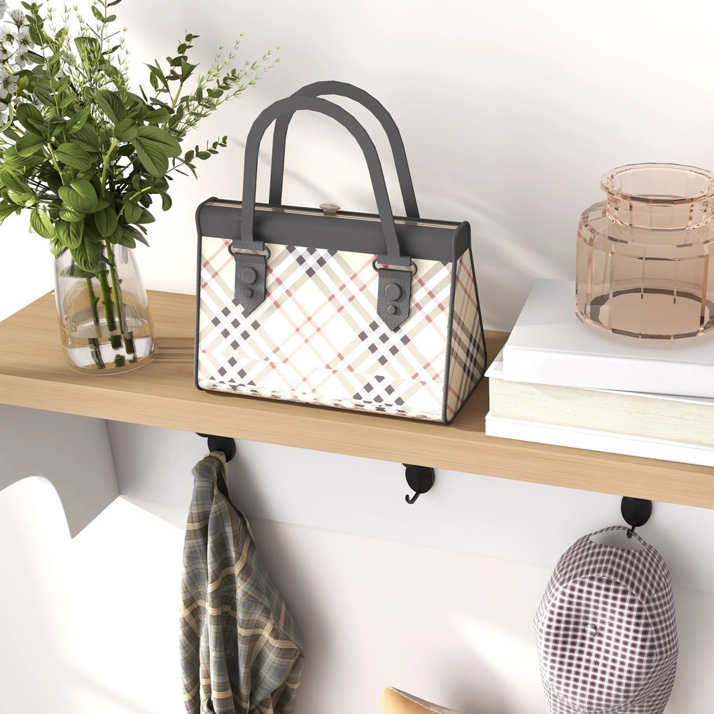 HOMCOM Set mobilier pentru hol 2-în-1 cuier de perete băncuță pentru încălțăminte 3 cârlige și 9 nișe 75x30x50cm alb și stejar | Aosom Romania