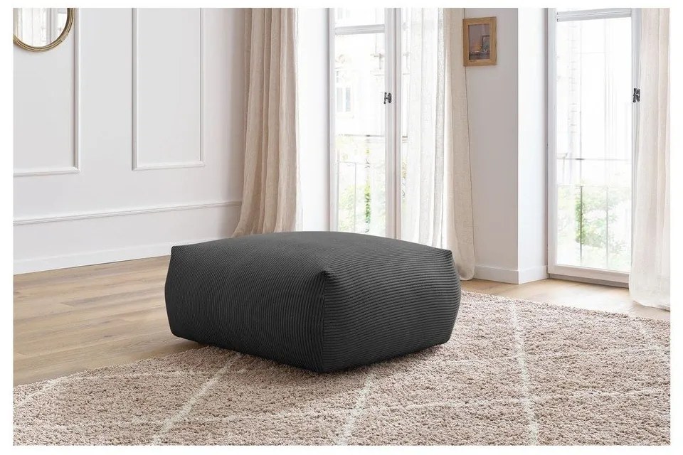 Taburet gri închis cu tapițerie din catifea reiată Voltaire – Bobochic Paris