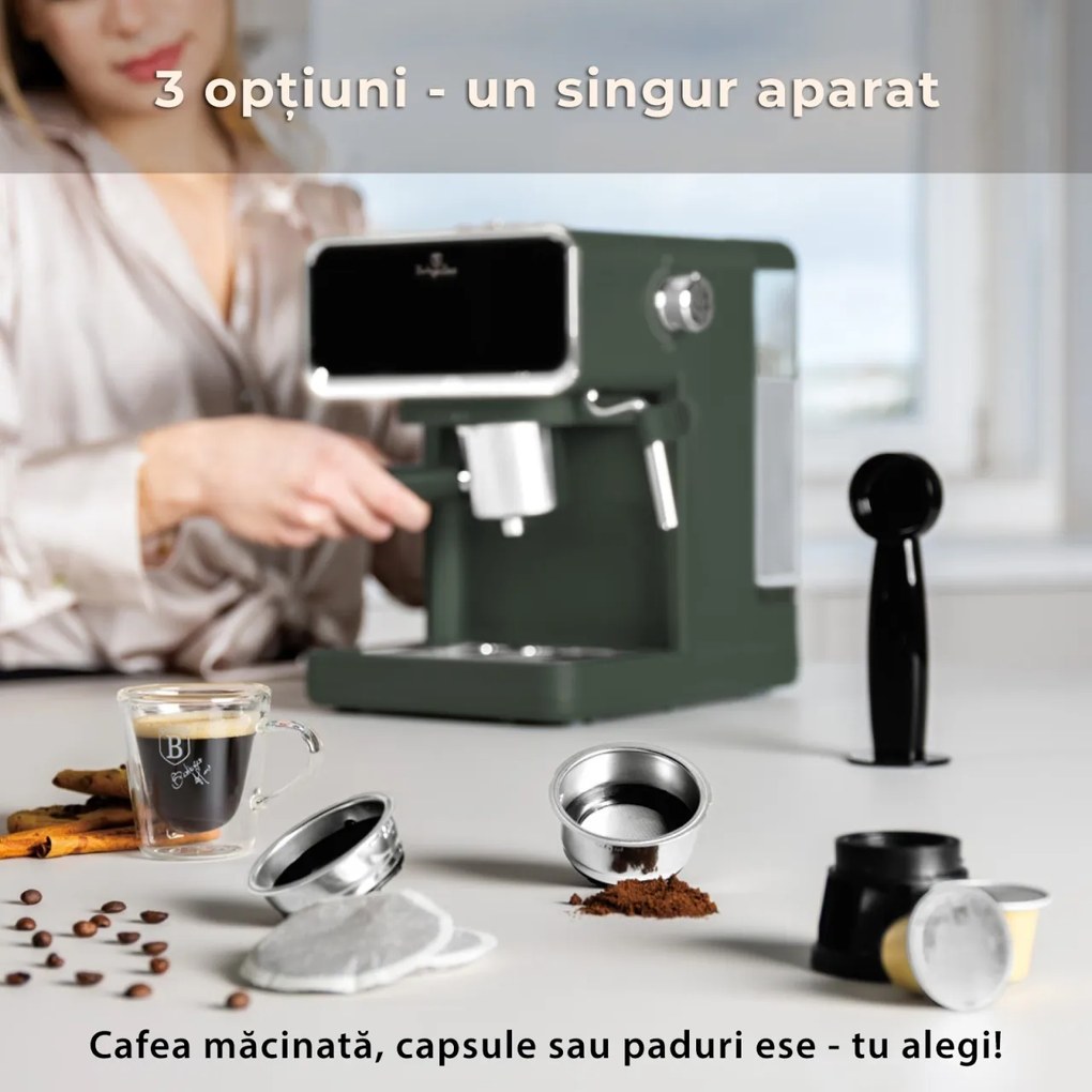 Espressor digital 3 in 1 Matte Green Berlinger Haus BH/9850