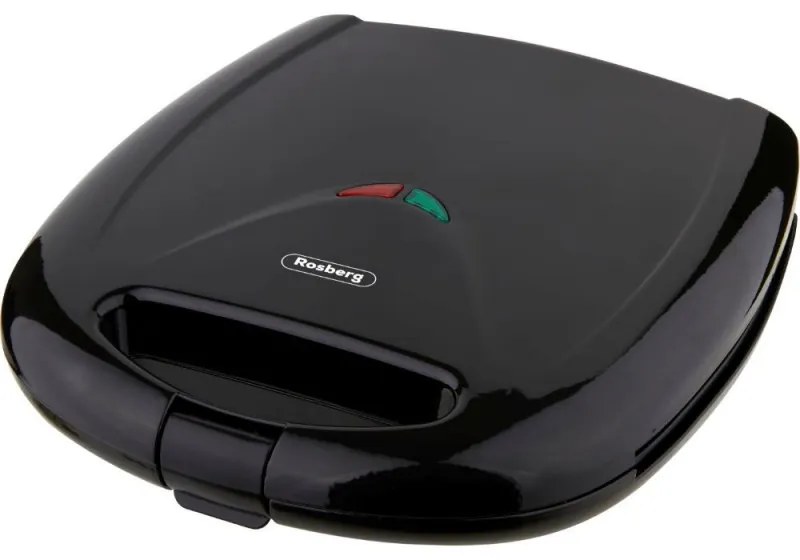 Sandwich maker Rosberg R51442B, 1200W, 2 sandwich-uri, Placi antiaderente, Negru