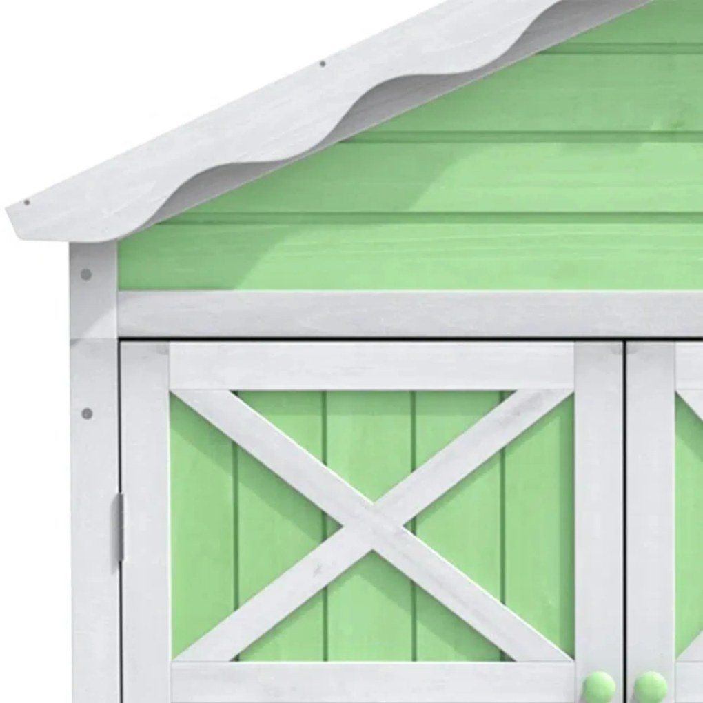 Depozit exterior pentru mobilier de grădină din lemn, design rezistent la intemperii cu întărituri stabile în formă de X, 93x45x179 cm, Verde