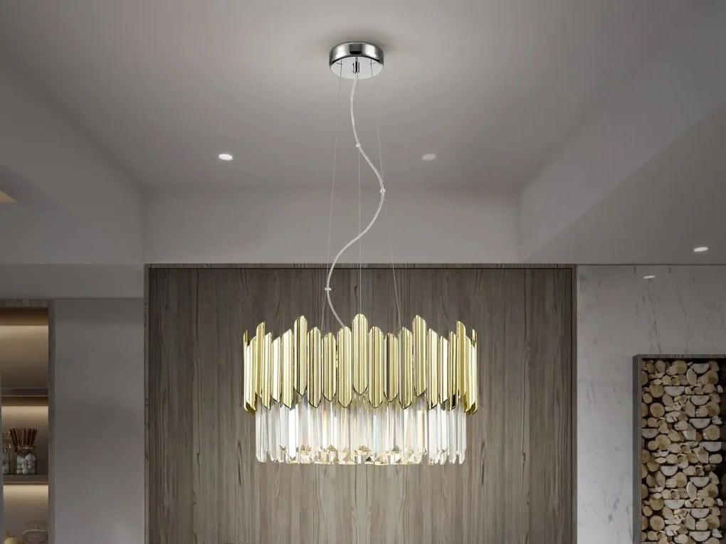 Lustra suspendata design elegant Tiara crom/auriu