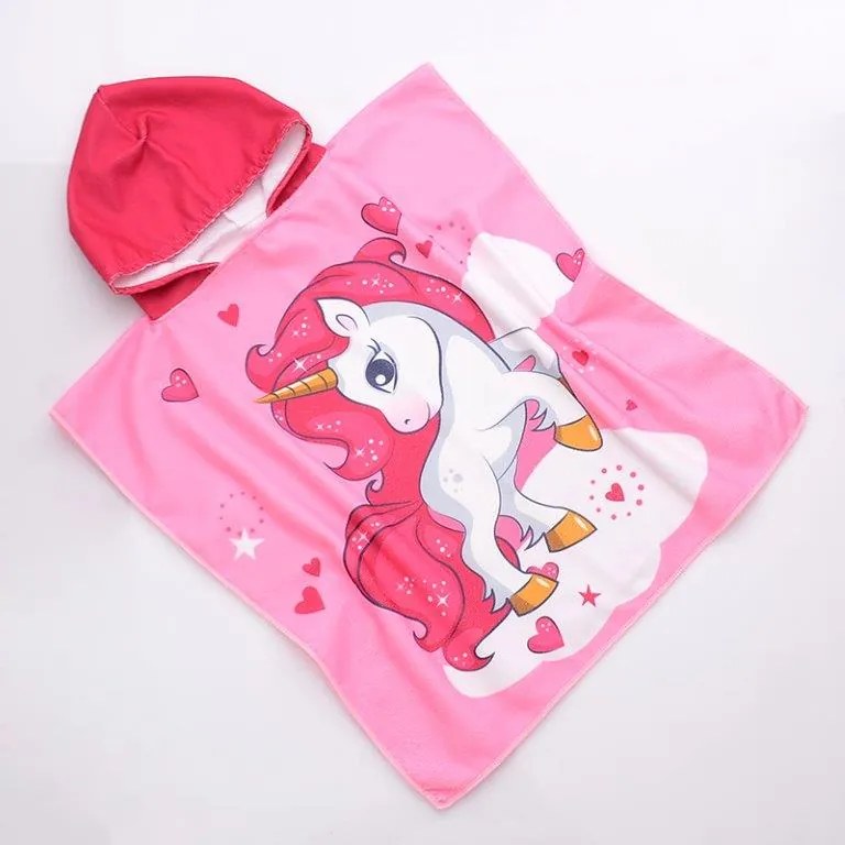 Prosop poncho copii Culoare Roz, UNICORN 60 x 120 cm