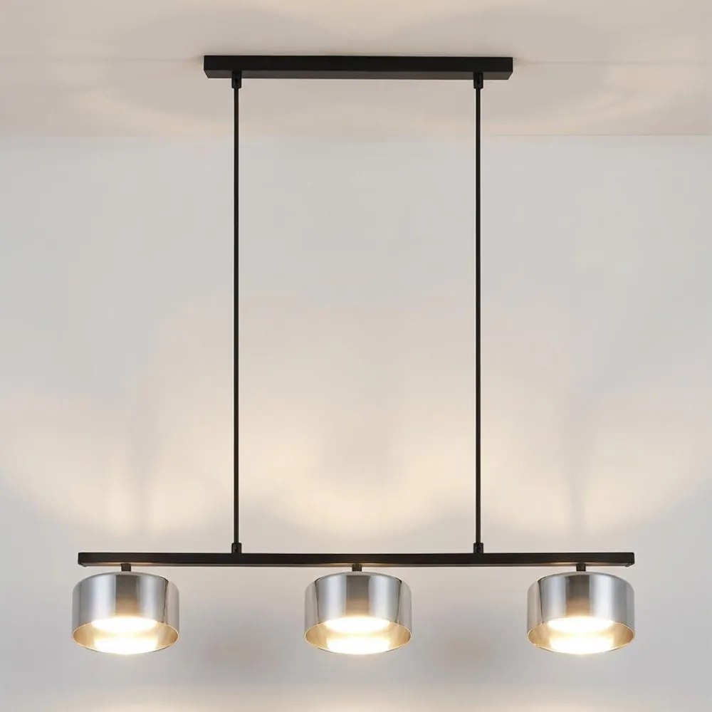 Brilagi - Lustră suspendată pe cablu AURA LUX 3xGX53/30W/230V, negru/fumuriu