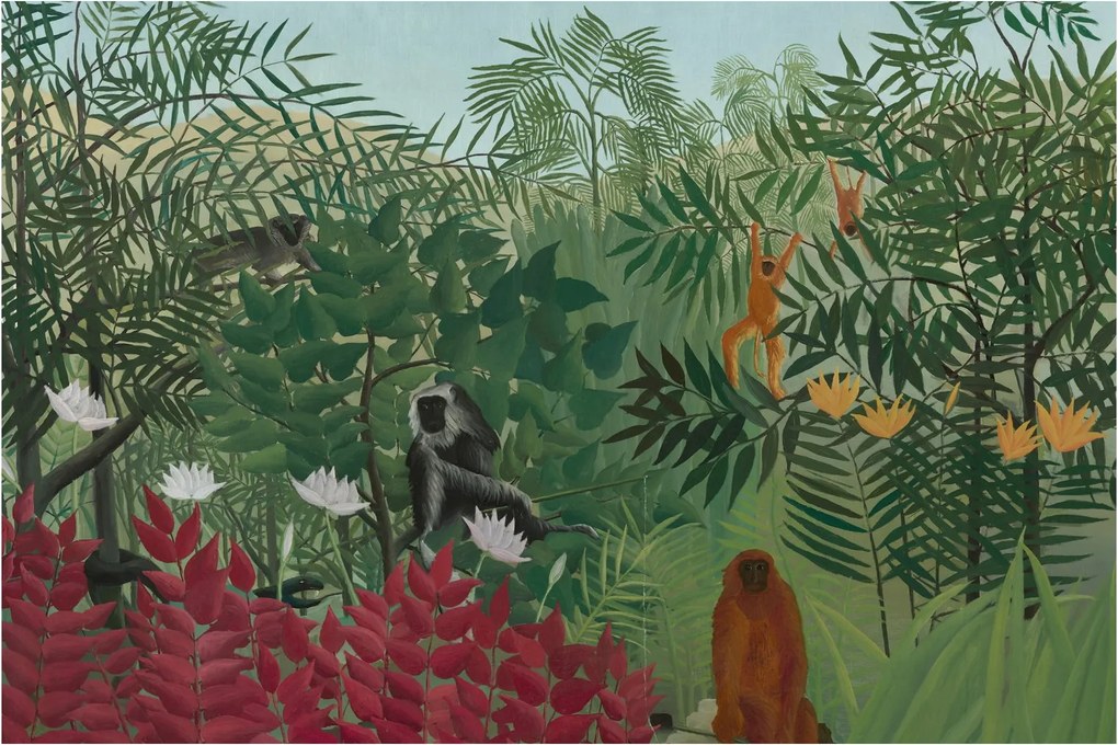 Tablou - Henri Rousseau, Tropical Forest with Monkeys, reproducere (90x60 cm)