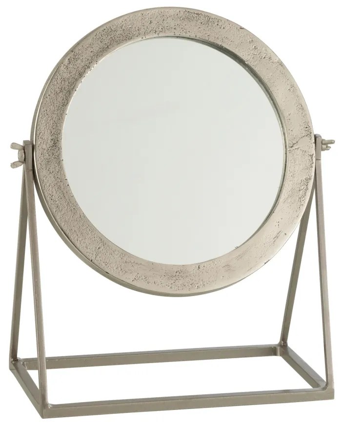 Oglinda Round, Metal, Argintiu, 34x29x15 cm