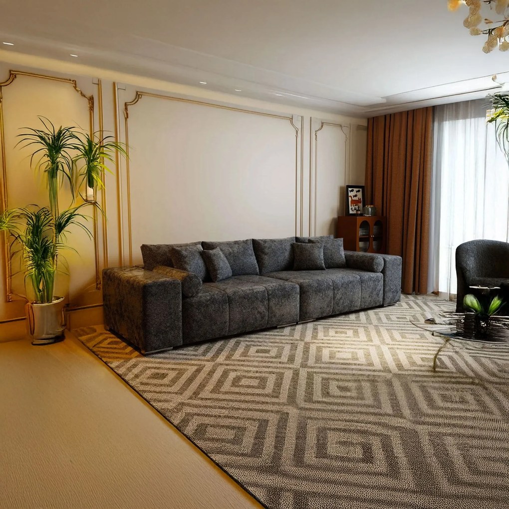 Canapea extensibilă dumonde cu ladă de depozitare si sezut confortabil din spuma high-density, Marbela Euphoria Black XXL 295x100 cm