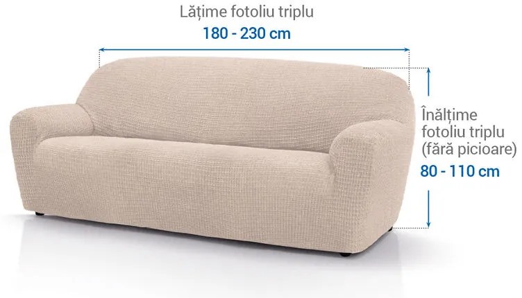 Huse super elastice RUBINIA smântânii fotoliu triplu (l. 180 - 230 cm)