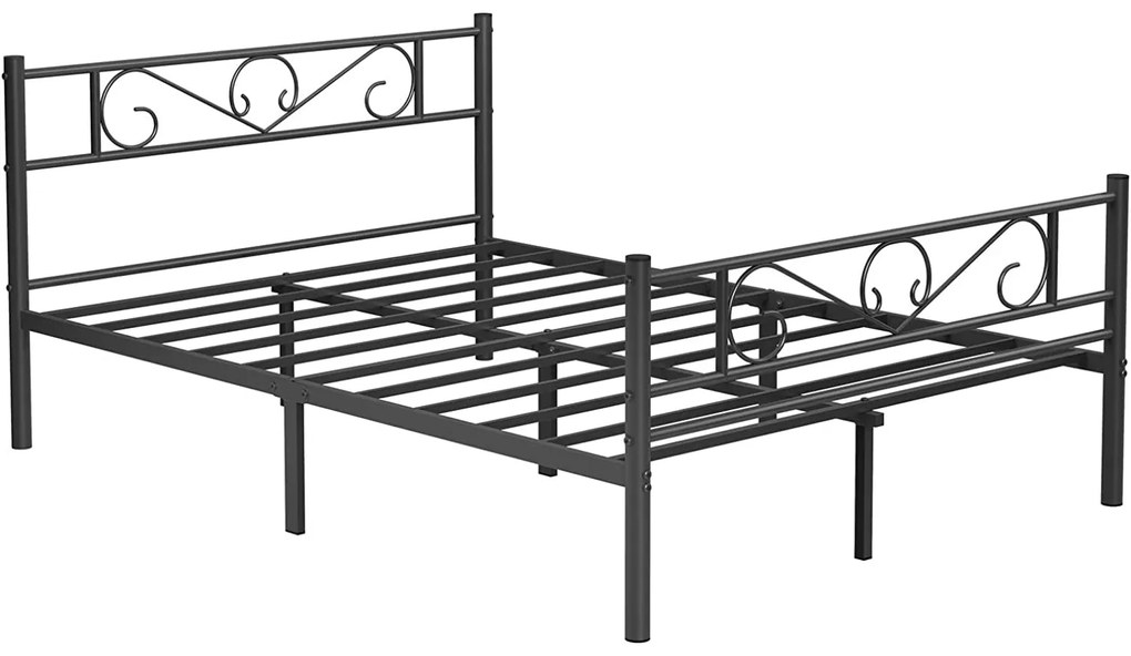 Cadru pat francez, cadru pat metalic, negru | VASAGLE