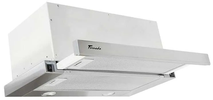 Hota Telescopica Incorporabila Tornado Storm 1200 (60), 1 motor, latime 60 cm, 3 viteze, absorbtie 1200 m3/ora, Inox