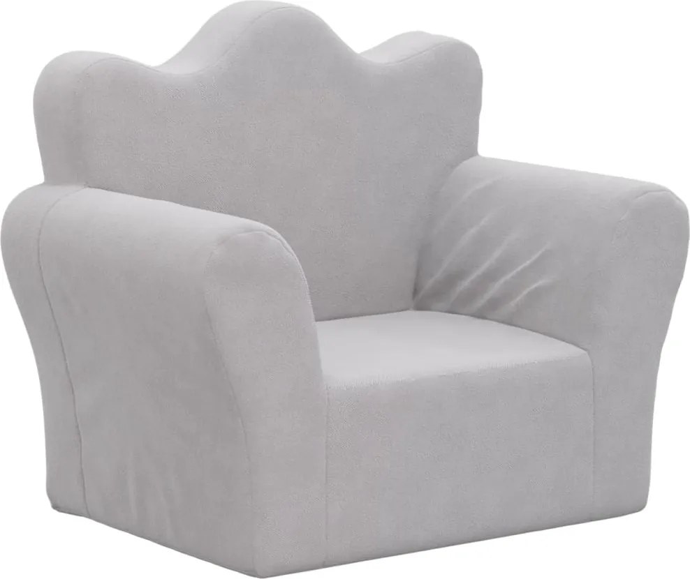 vidaXL Canapea pentru copii, gri deschis, pluș moale