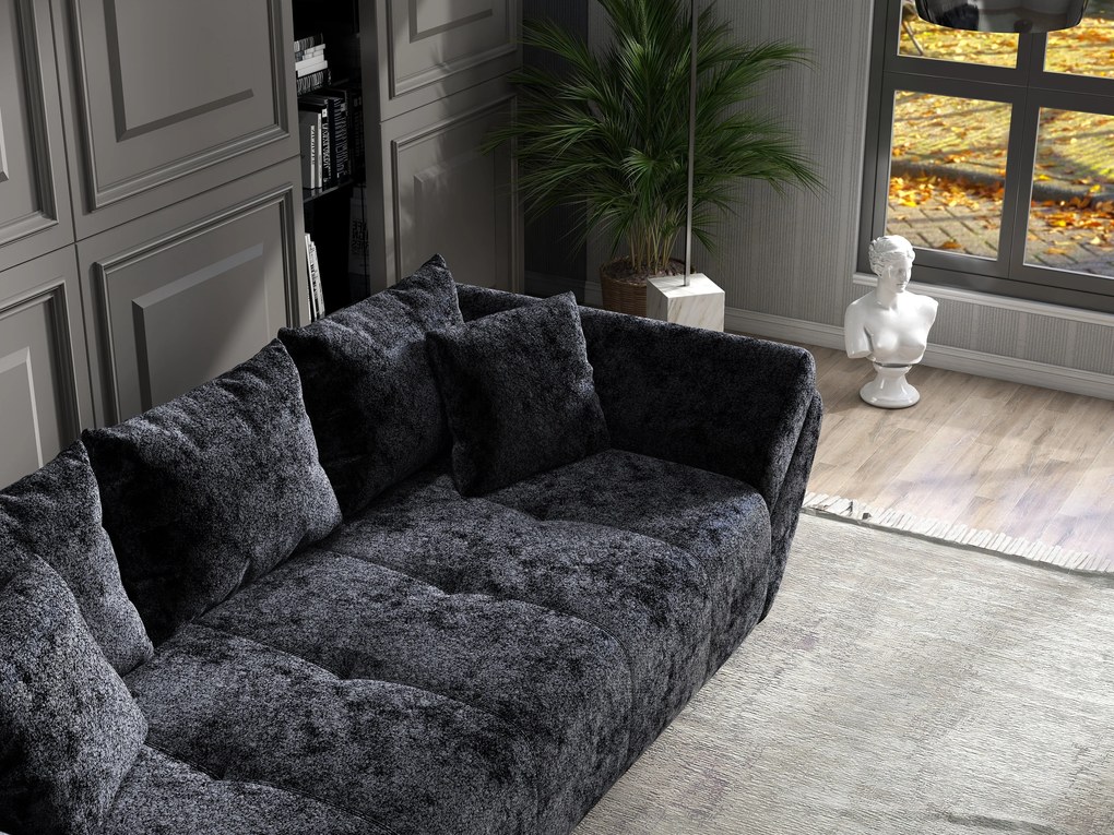 Canapea extensibilă dumonde cu ladă de depozitare si sezut confortabil din spuma high-density, Berlin Euphoria Black 250x100 cm