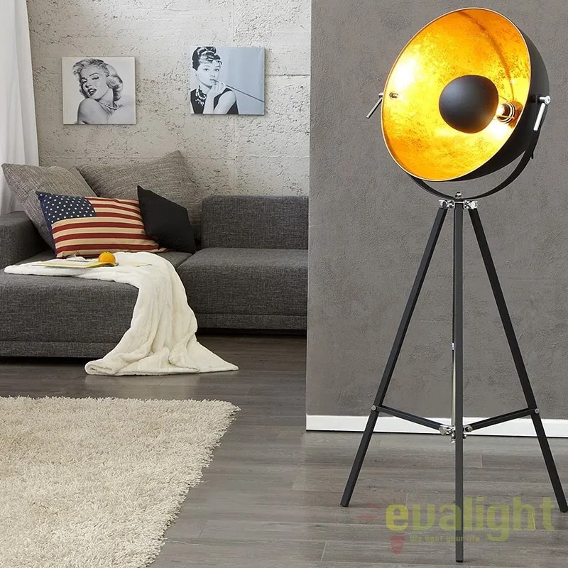 LAMPADAR deosebit in stil RETRO BIG Studio negru/ auriu A-18692 VC