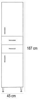 Dulap înalt Bianca Plus 45 cu 2 uși, 2 sertare, culoare Aida nuc, dreapta