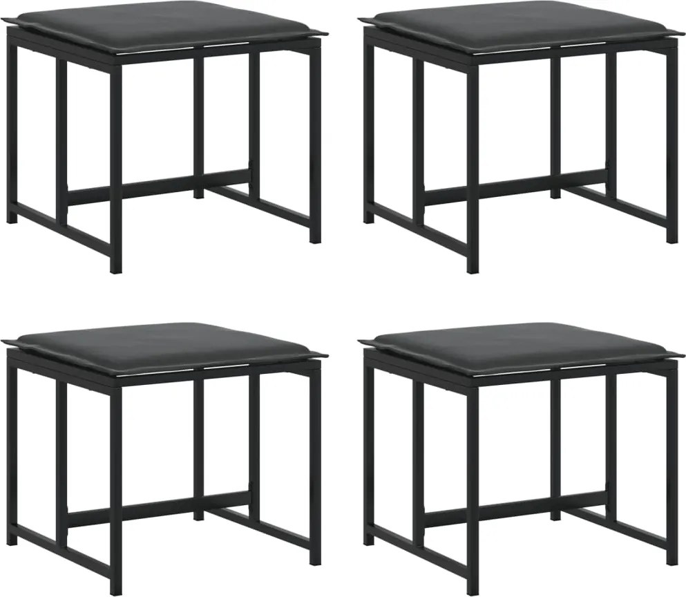 vidaXL Taburete de grădină cu perne, 4 buc., negru, oțel și textilenă