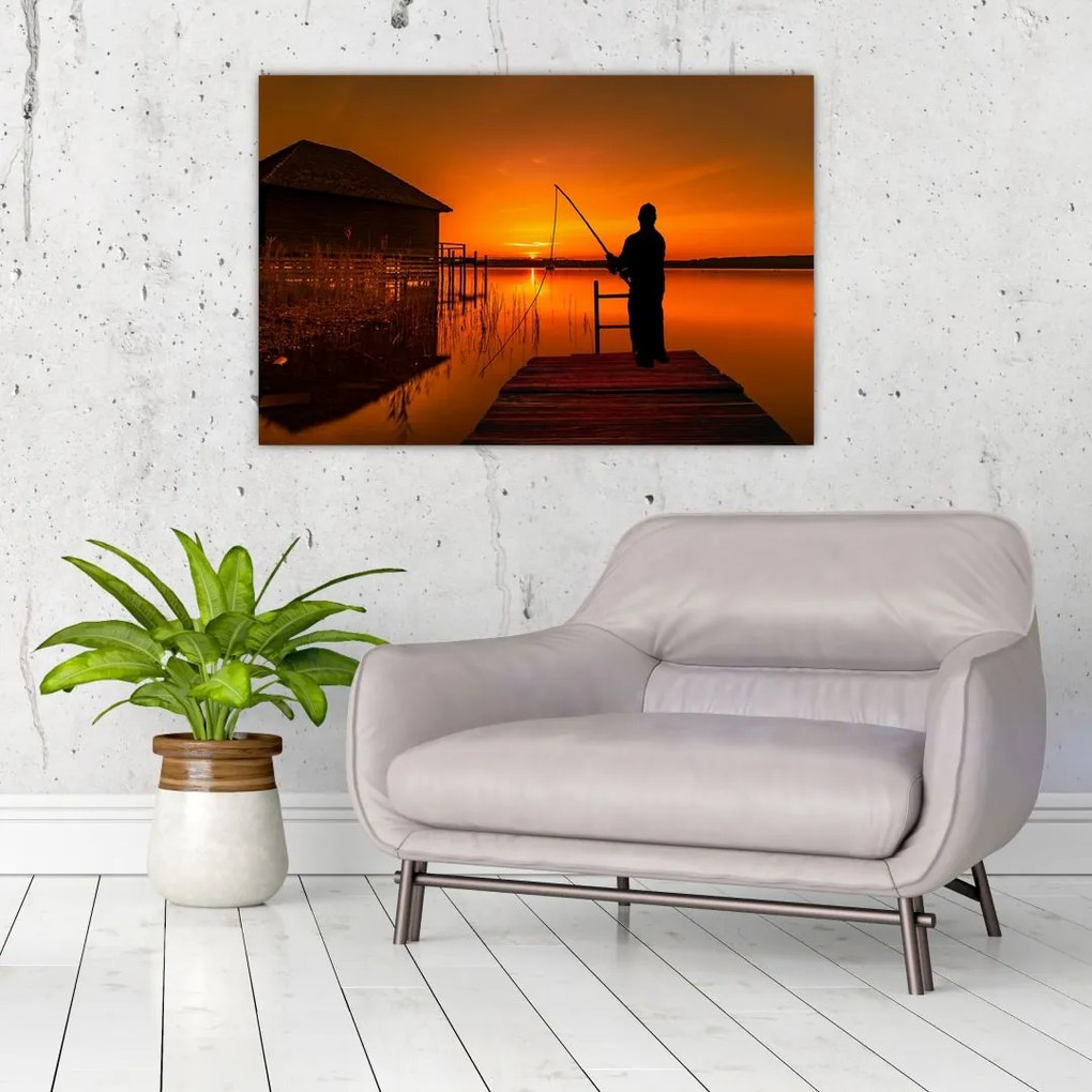 Tablou cu pescar (90x60 cm)
