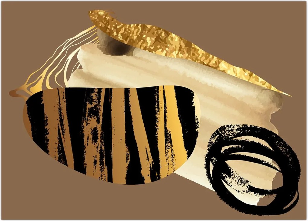 Tablou - Abstracție maro auriu N⁰2 (70x50 cm)