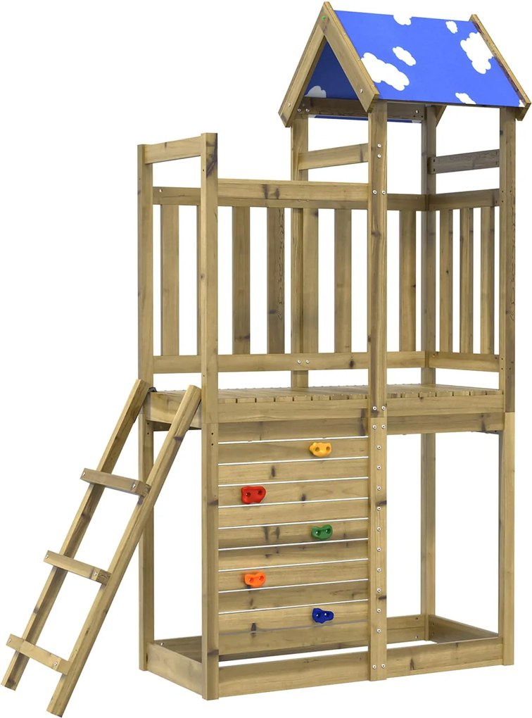 vidaXL Turn de joacă Maro 110,5 x 52,5 x 215cm Lemn impregnate solid