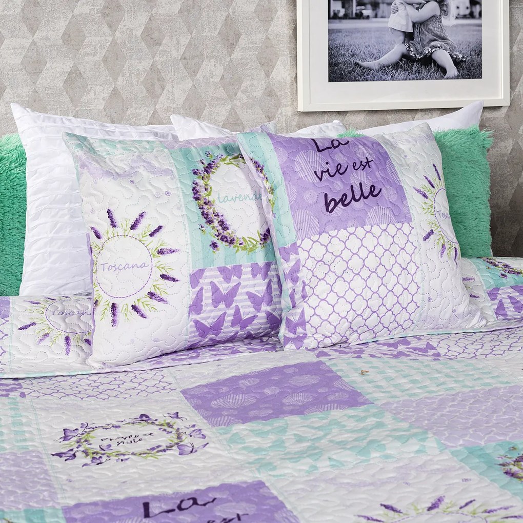 Cuvertură de pat 4 Home Lavender, 220 x 240 cm, 2 buc. 40 x 40 cm