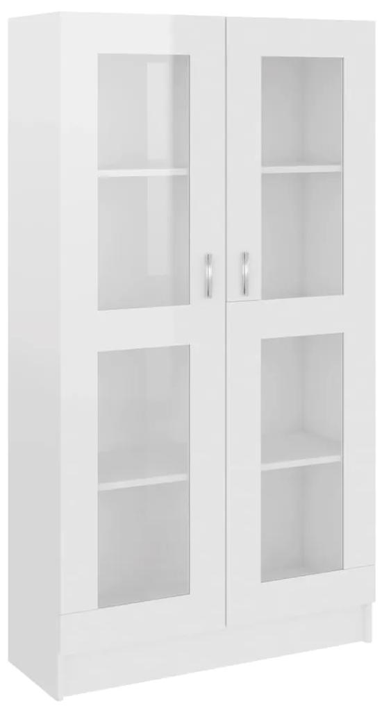 802765 vidaXL Dulap vitrină, alb extralucios 82,5x30,5x150 cm lemn prelucrat