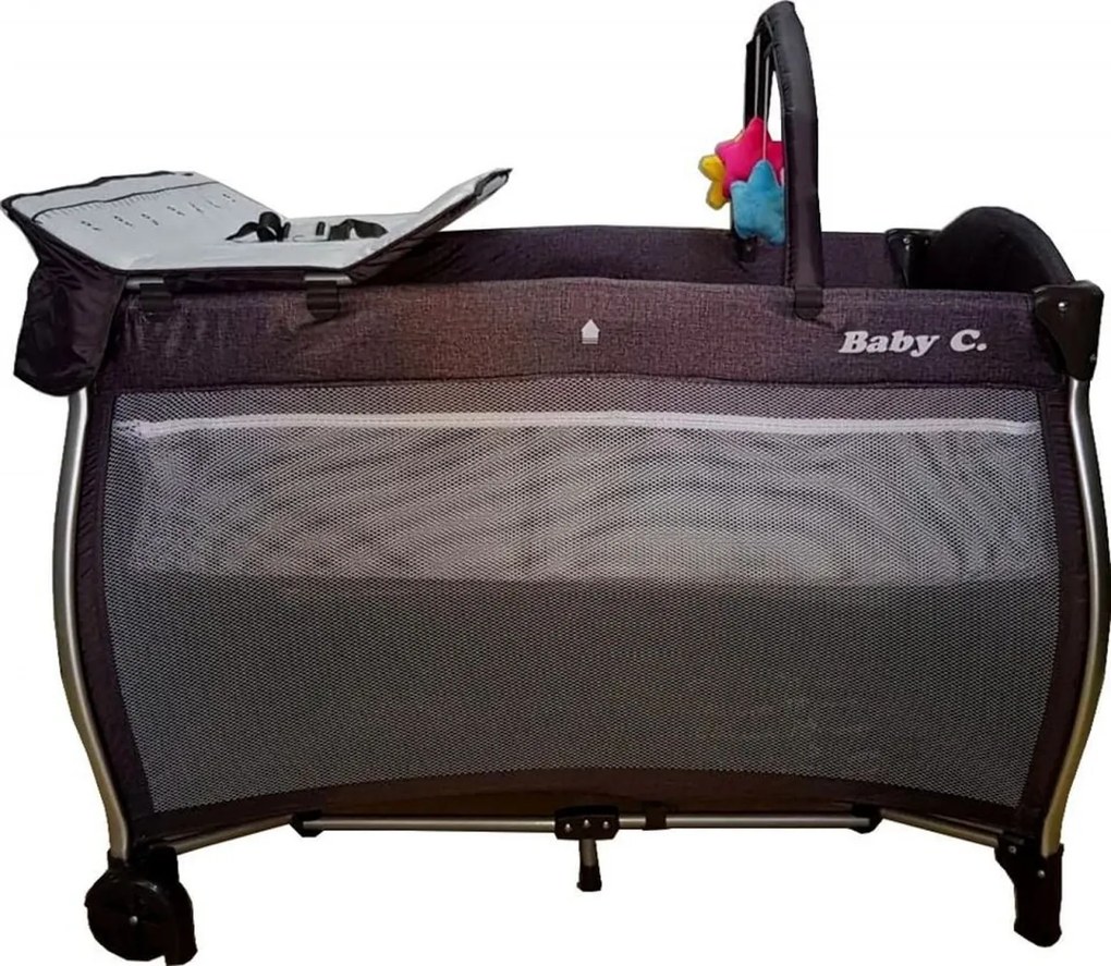 Patut Pliant NOVOKIDS™ Baby C XXL, 110X80 cm, transforabil in Tarc Copii, 2 Niveluri, Masa infasat detasabila, jucarii din plus, geanta transport,