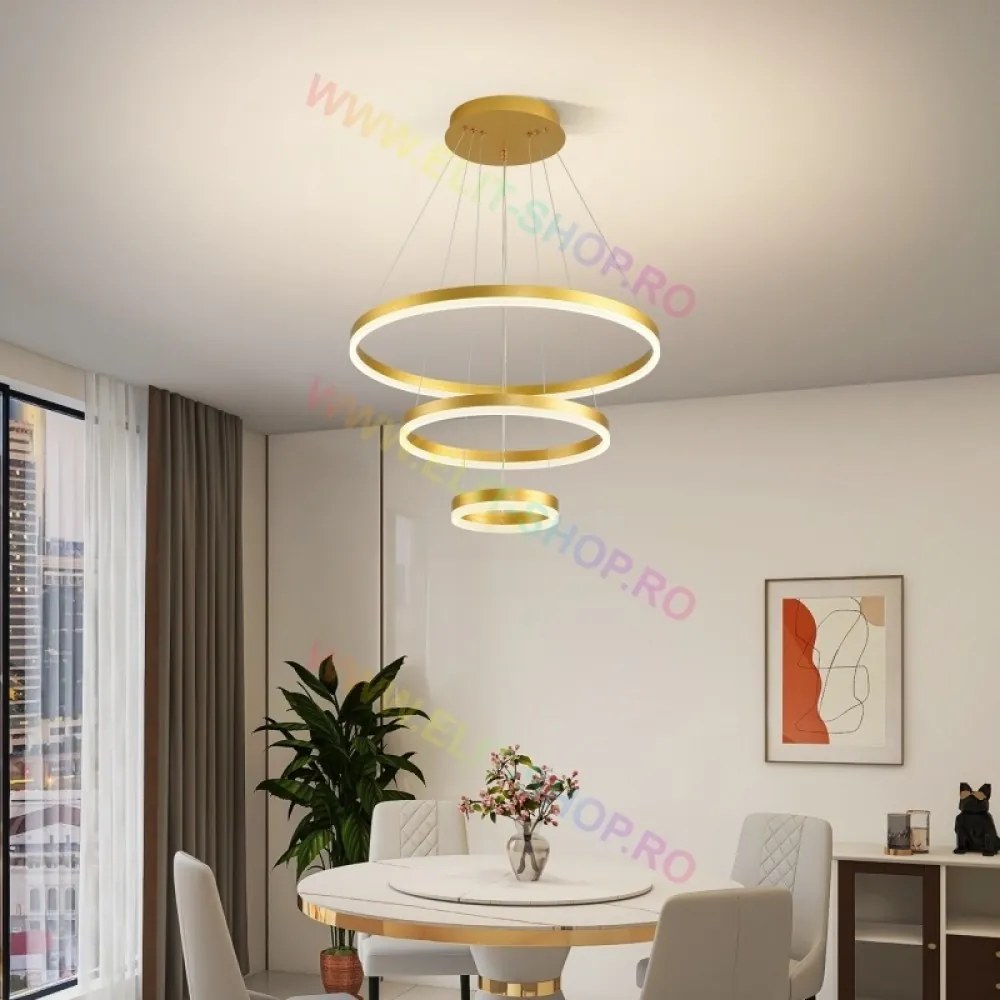 Lustra LED Cu Telecomanda, Elit's Esn1719-600-GD, 154W