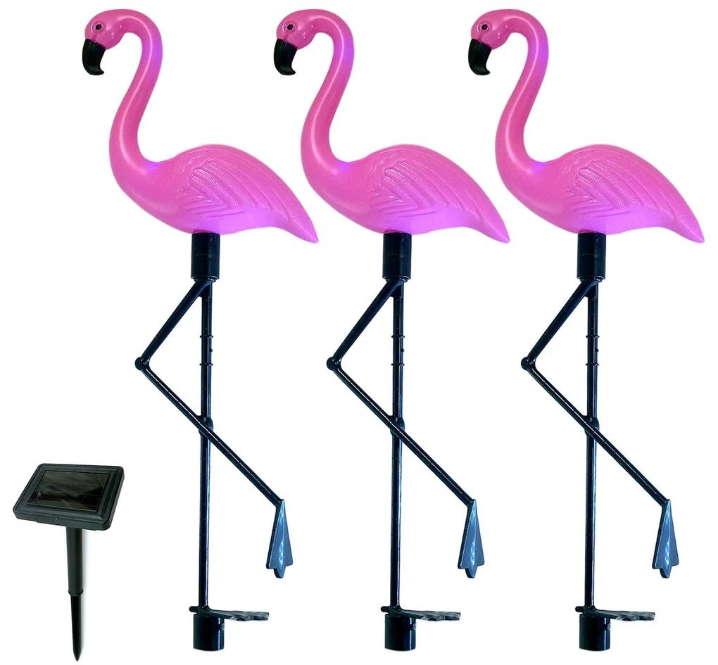 Set 3 lampi solare, Flamingo, 18x6x52 cm, 3x2 LED, AA