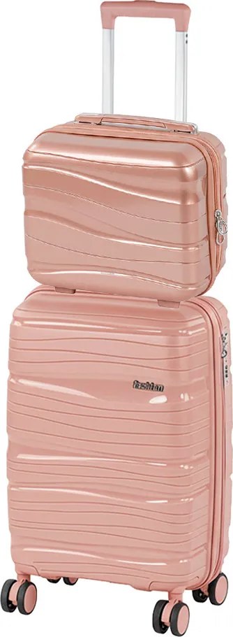 TraveLux Voyager II set valiză rulantă aur roz