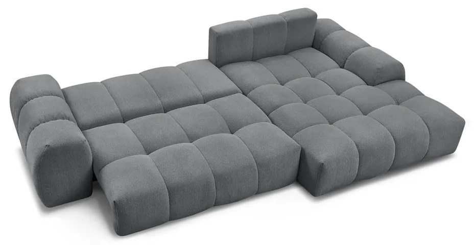 Colțar gri închis extensibil/cu spațiu de depozitare cu tapițerie din chenille (cu colț pe partea dreaptă/cu șezlong) Everest – Bobochic Paris