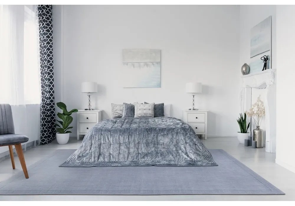 Covor albastru din lână 160x240 cm Linea – Agnella