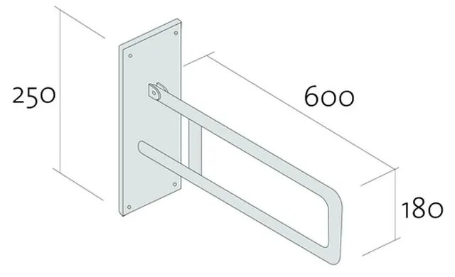 Bara suport ajutatoare rabatabila, 60 cm, crom, Cersanit Etiuda 600 mm