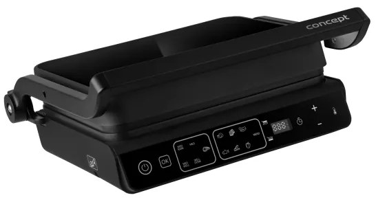 Concept ge3600 - Grătar contact cu sondă temperatură GLASS 2000W/230V negru