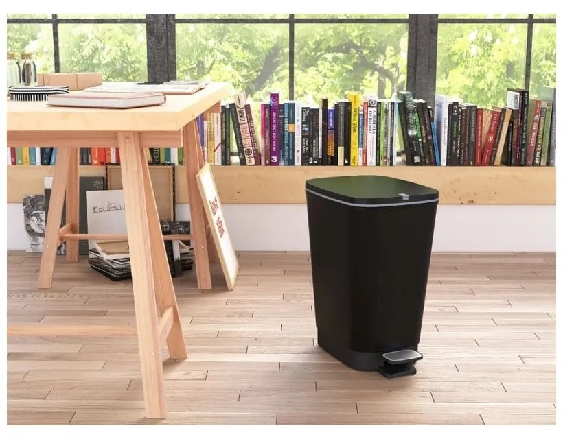 Coș de gunoi negru mat cu pedală din plastic 25 l Chic Bin – KIS