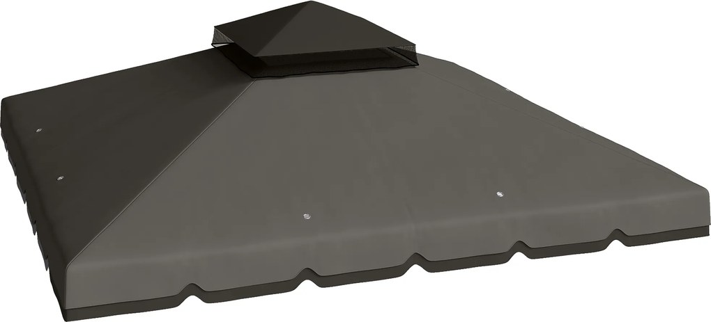 Outsunny Acoperiș de schimb 3x3 m cu acoperiș dublu, orificii de drenaj și UPF 30+ DOAR acoperiș NU include cadru Gri deschis | Aosom Romania