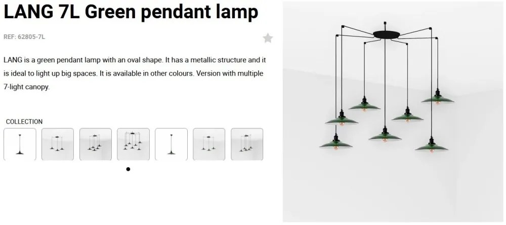 Lustra cu 7 Pendule design industrial LANG verde