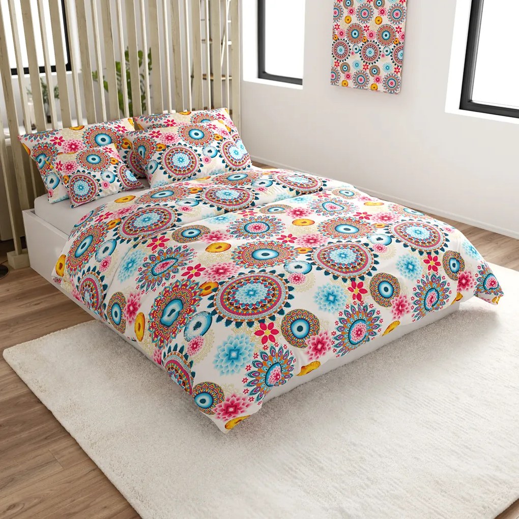 Lenjerie de pat din microfibra GEOMANDALA colorata Dimensiune lenjerie de pat: 2 buc 70 x 90 cm | 200 x 220 cm