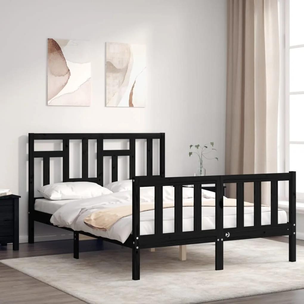 3193140 vidaXL Cadru de pat cu tăblie, negru, 120x200 cm, lemn masiv