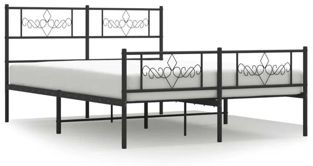 355282 vidaXL Cadru pat metalic cu tăblie de cap/picioare, negru, 120x190 cm