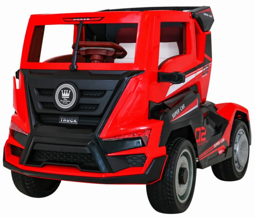 Camion Electric cu acumulator pentru copii NOVOKIDS™ Super Trailer , Roti din Cauciuc EVA, Max 30 kg , Usi cu deschidere , Baterie12V, 2 Viteze,