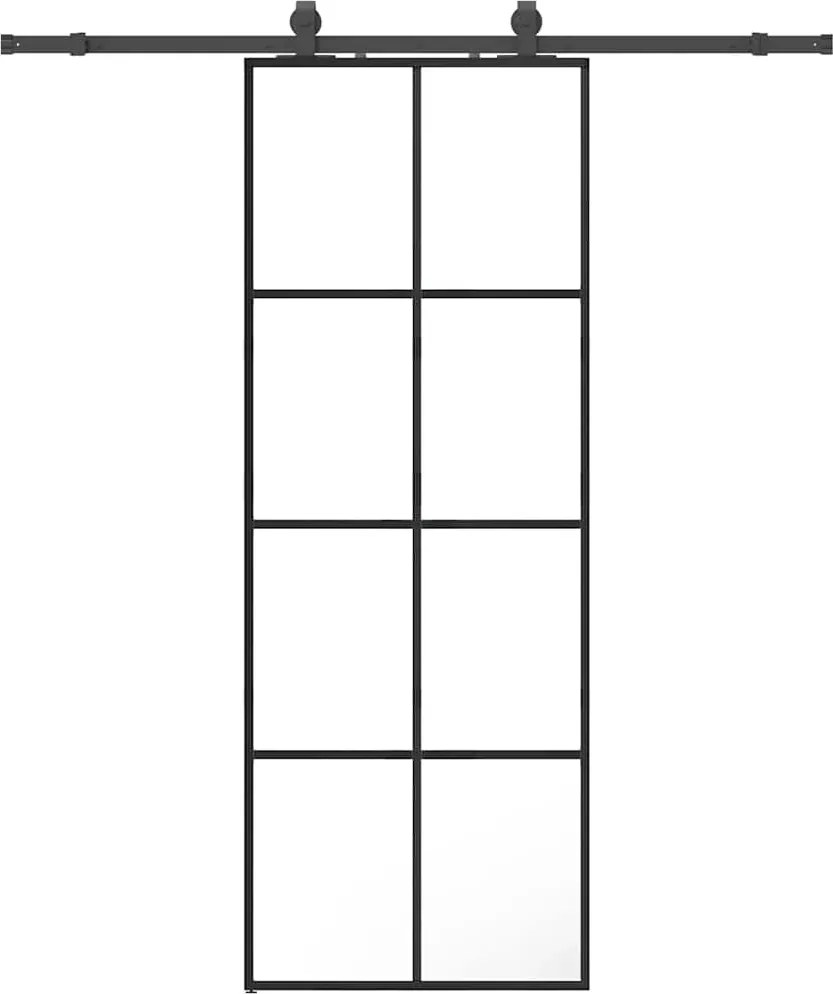 vidaXL Ușă glisantă cu set de feronerie neagră 76x205 cm Sticlă ESG
