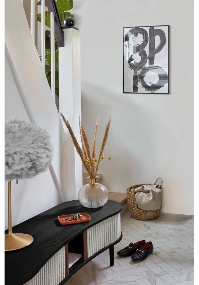 Masă TV gri/în culoare naturală cu aspect de lemn de stejar 140x40 cm Audacious – UMAGE