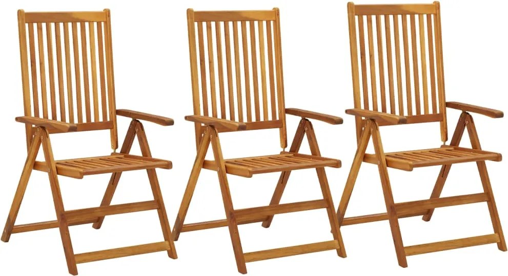vidaXL Scaune de grădină rabatabile, 3 buc., lemn masiv de acacia