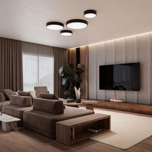 Plafonieră de exterior cu senzor CLEO 3xE27/24W/230V d. 40 cm neagră IP54