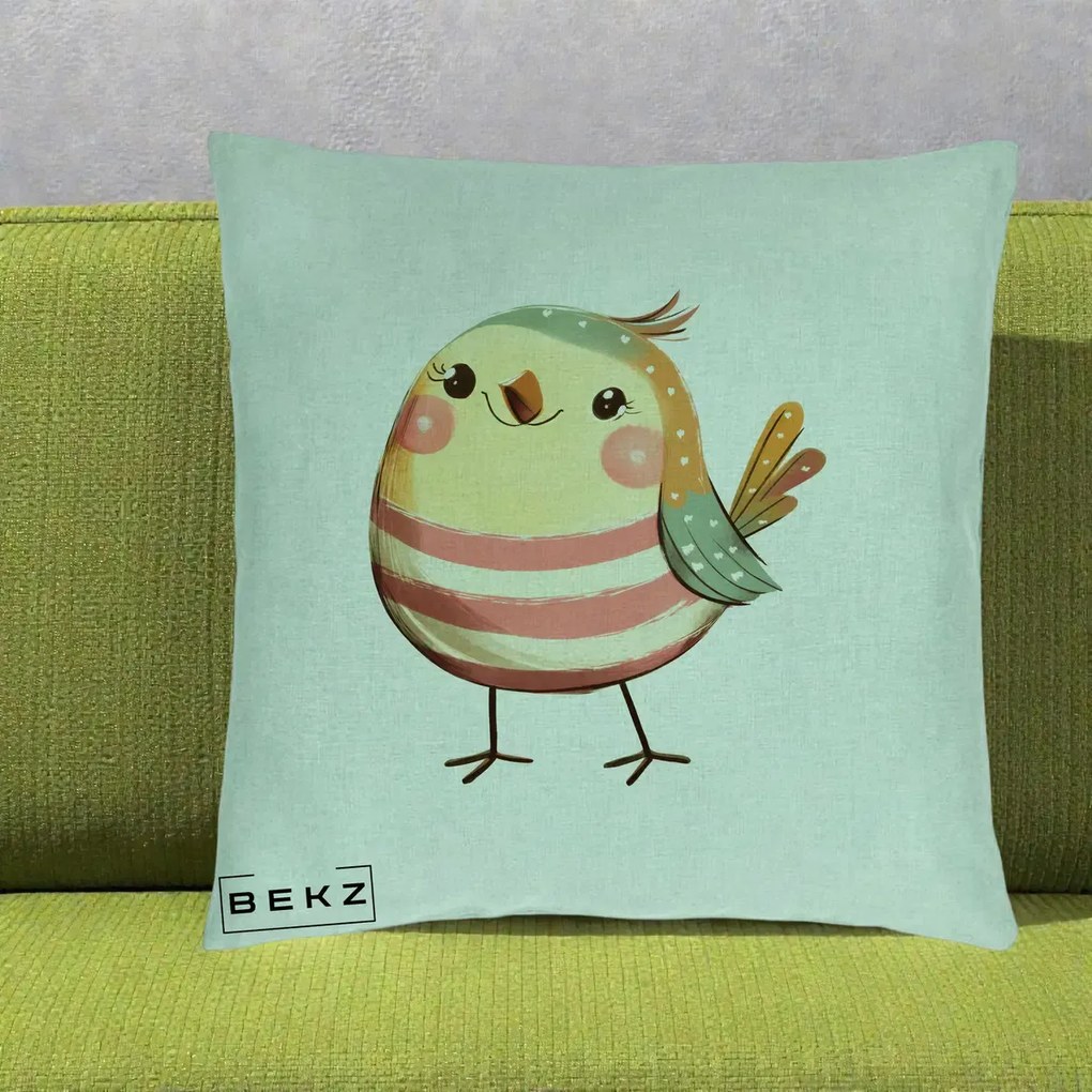 Perna Decorativa Pui Kawaii Pastel Dungat, 40x40 cm, Verde Menta, Husa Detasabila, Perna Inclusa, BEKZ®