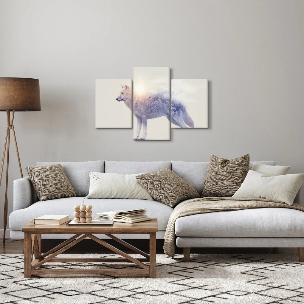 Tablou - Lupul arctic oglindit în peisaj sălbatic (90x60 cm)