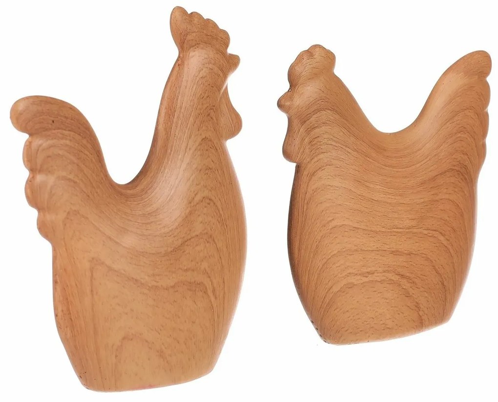 Decorațiuni de Paște Găină și cocoș, 12 x 3 x 14cm, set de 2 bucăți, poliresină