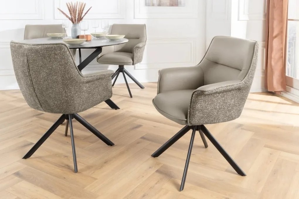 Set 2 scaune Pivotante, Piele Naturala LE GRAND taupe