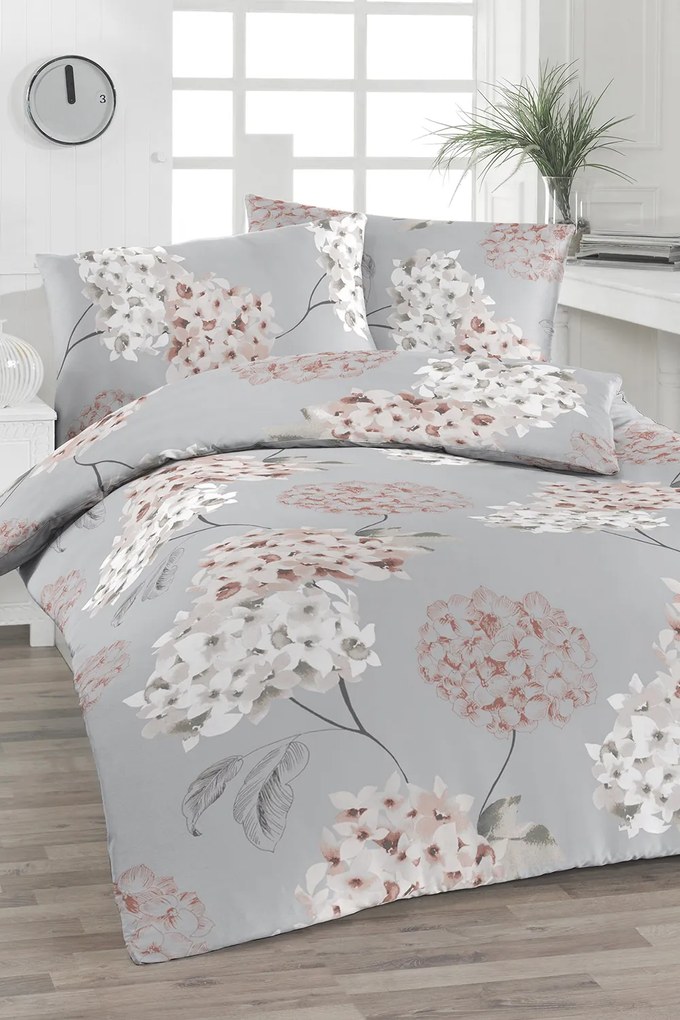 Lenjerie de pat creponata Hedwig gri 140x200 cm