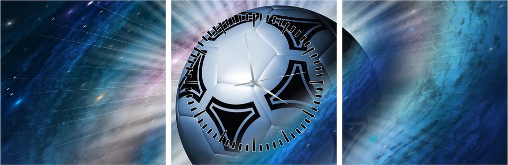 Tablou - Fotbal în spațiu (cu ceas) (90x30 cm)
