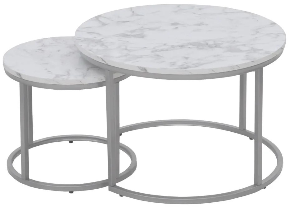 Set 2 mese de cafea Paola - marmura/silver